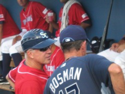 Fan favorite, Manager Jim Morrison with Rays roving pitching coach, Dick Bosman