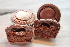 These chocolate muffins with jelly center are yummy and easy to make.